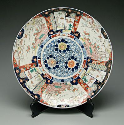 Appraisal: Japanese Imari charger central scrolling vine and peonies cartouches of