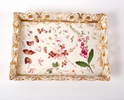 Appraisal: A rectangular porcelain tray circa with pierced rim painted with