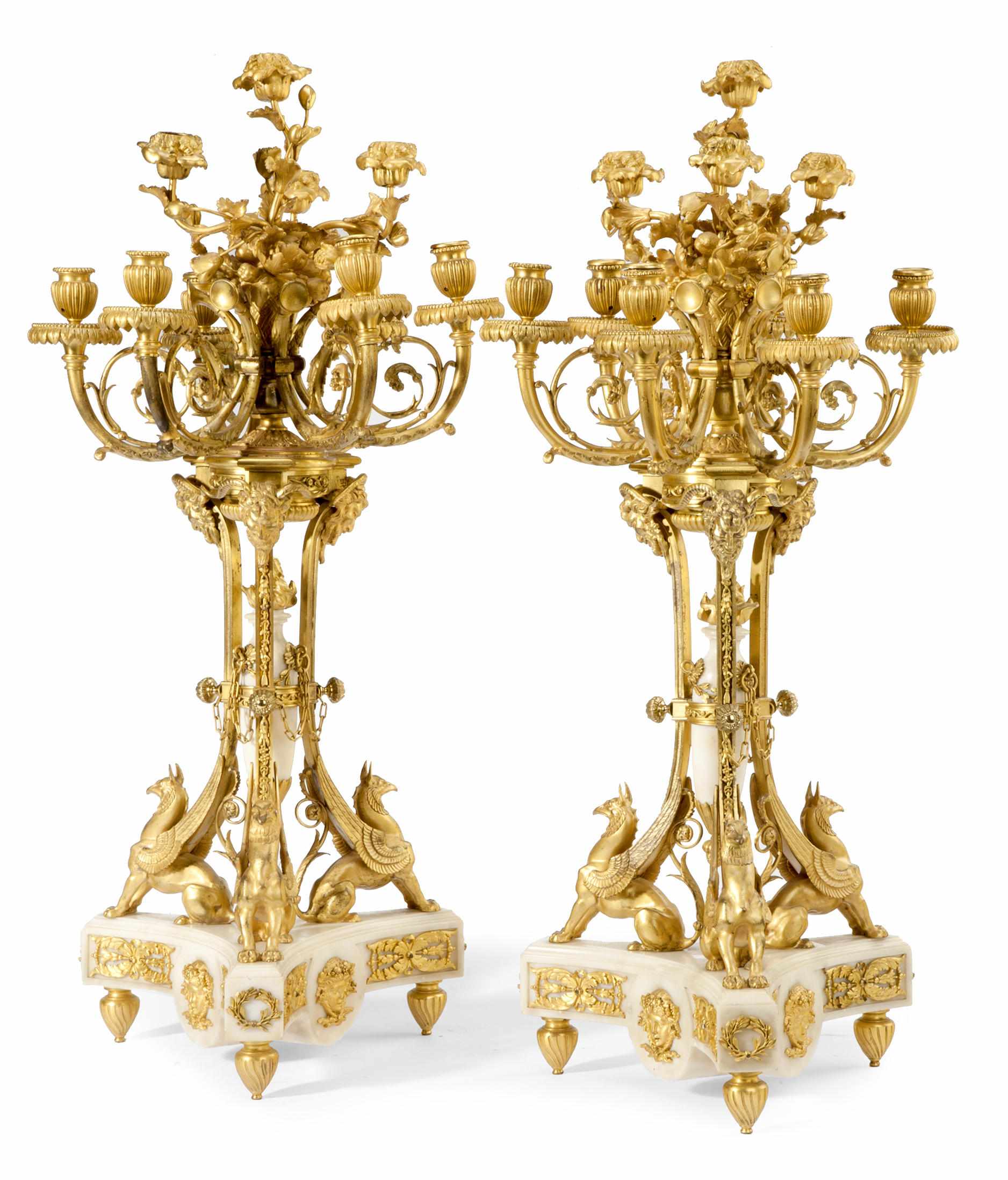 Appraisal: A pair of Louis XVI style gilt bronze and marble