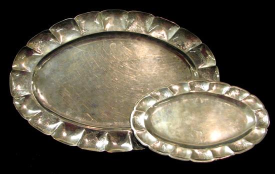 Appraisal: Two oval Mexican Colonial silver platters '' and '' with