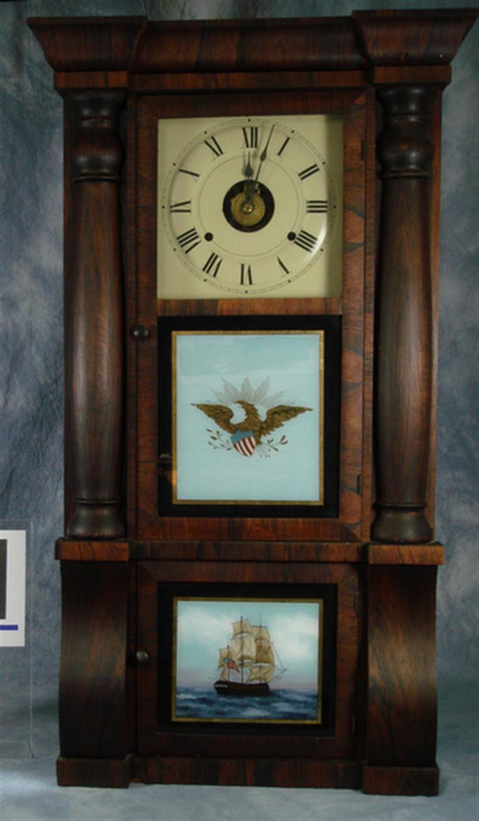 Appraisal: Seth Thomas day mahogany double deck shelf clock reverse painted