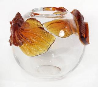 Appraisal: Lalique France clear and amber Lizard glass bowl Lalique France