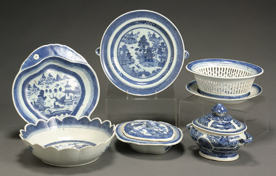 Appraisal: Group of Chinese Export Blue and White Decorated Table Articles