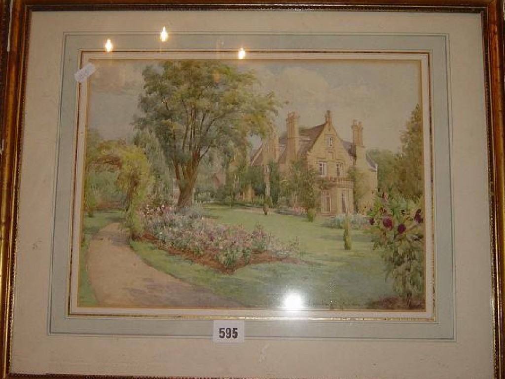 Appraisal: An Edwardian watercolour of a country house and garden signed