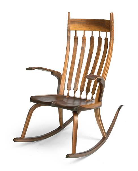 Appraisal: Property of various owners Rocking Chair walnut has applied Lyle