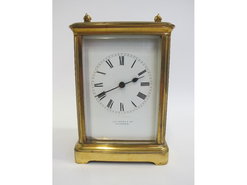 Appraisal: Brass carriage clock retailed by JOhnston and Co Glasgow