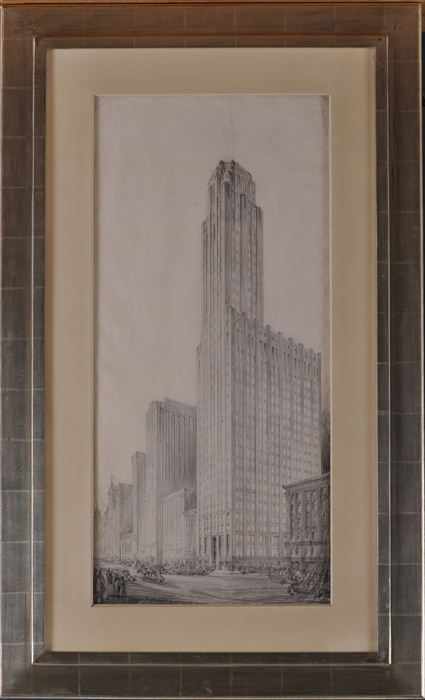 Appraisal: AMERICAN SCHOOL EARLY RENDERING OF THE WOOLWORTH BUILDING Black chalk