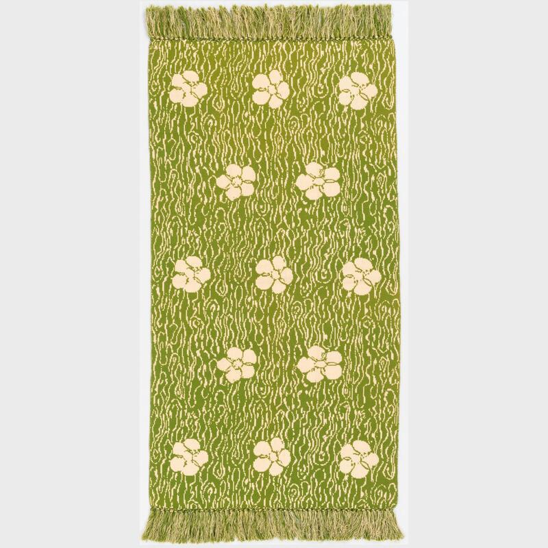 Appraisal: Tatsumura Heizo Oribe Brocade Floral Flatweave Cotton Rug With a