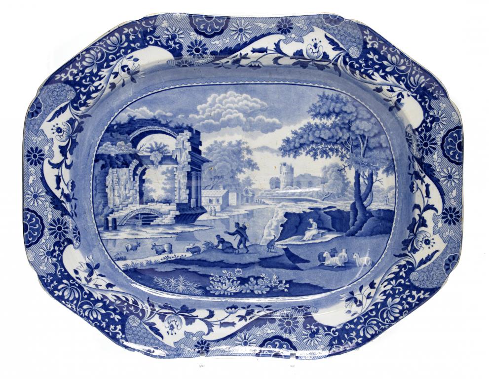 Appraisal: A BLUE PRINTED EARTHENWARE SPODE'S ITALIAN PATTERN MEAT DISH with