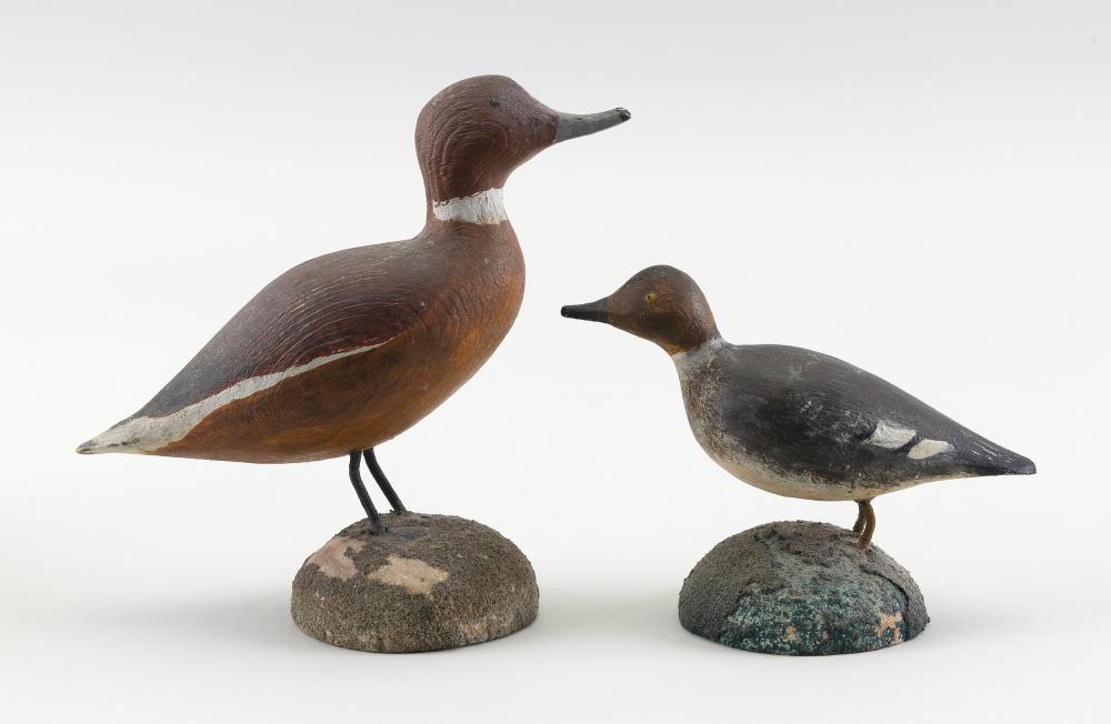 Appraisal: TWO RALPH D LAURIE MINIATURE BIRD CARVINGS HINGHAM MASSACHUSETTS TH