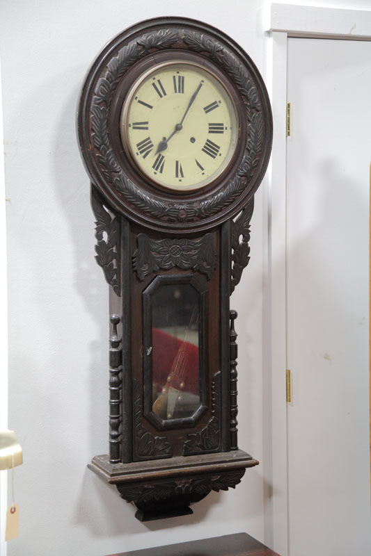 Appraisal: WALL CLOCK Time strike clock with tin dial and brass