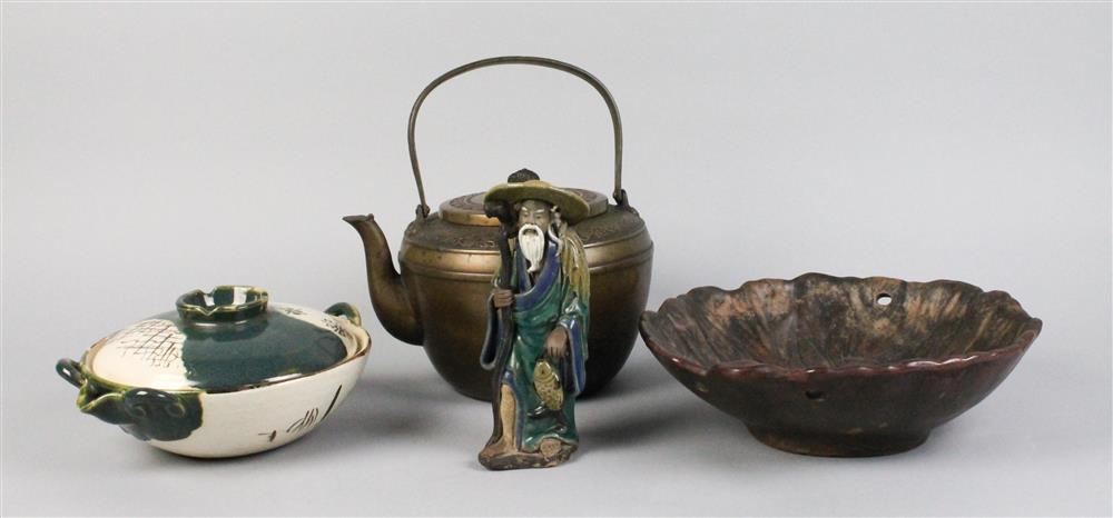 Appraisal: GROUP OF JAPANESE OBJECTS including a copper teapot th C