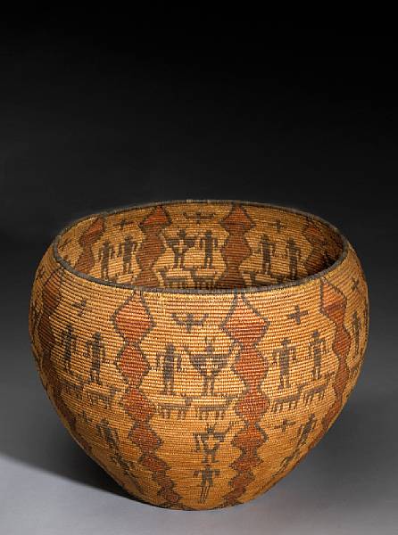 Appraisal: An Apache polychrome basket A multipointed dark star on the