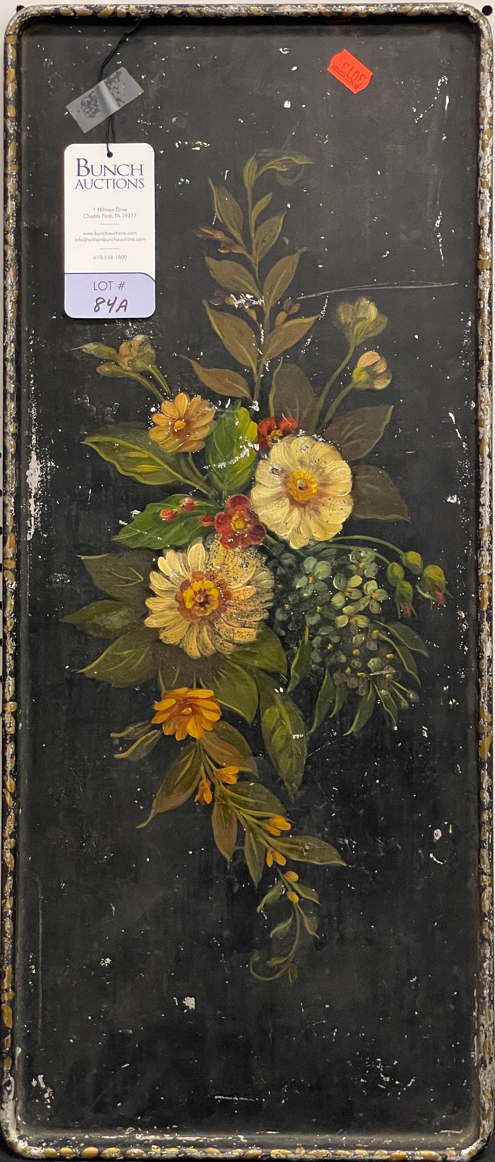 Appraisal: Toleware tray floral decoration x - some paint chipping