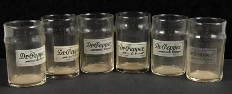 Appraisal: Set of Dr Pepper Etched Glasses Description Very strong etching