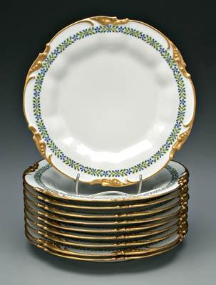 Appraisal: Set of ten Limoges plates white with gilt and floral