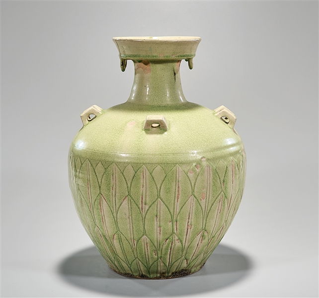 Appraisal: Chinese glazed ceramic jar x approx Condition repair wear glaze