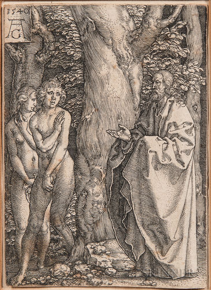 Appraisal: Heinrich Aldegrever German -c Adam and Eve with Christ Heinrich