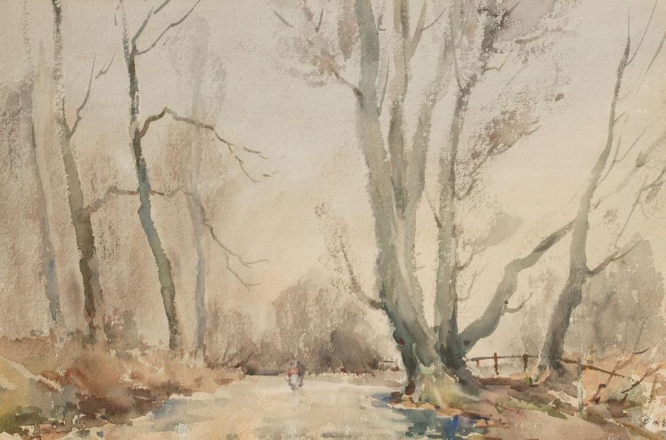 Appraisal: WILLIAM A WATKINS Figures on a road in the shade