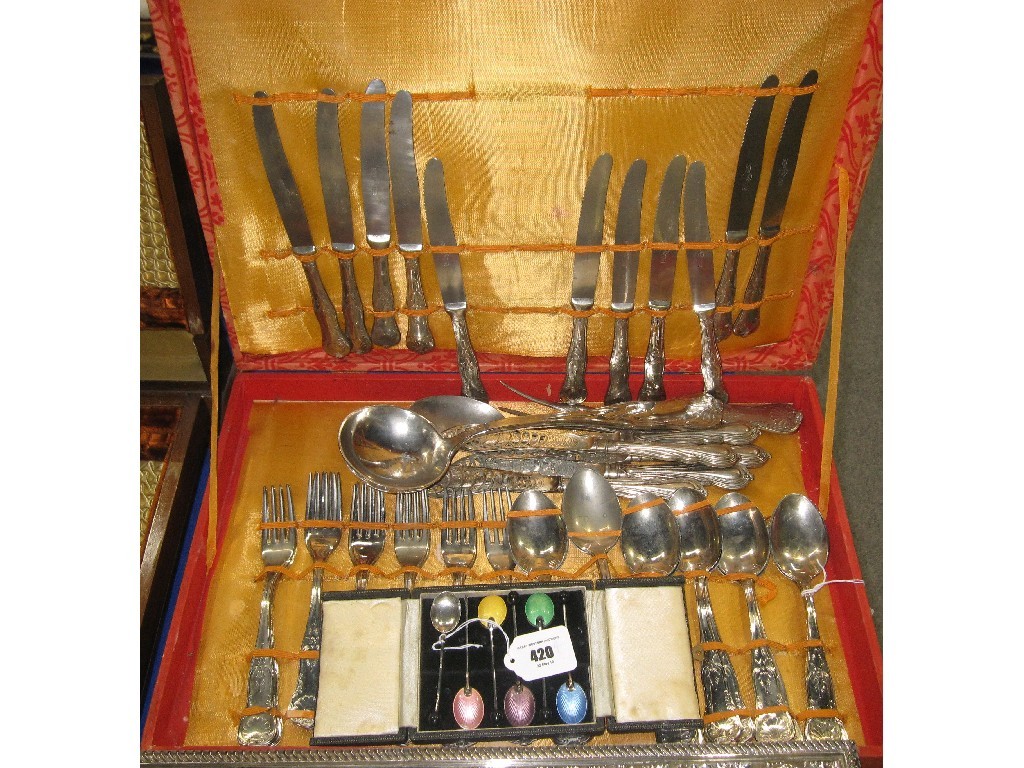 Appraisal: Lot comprising part cutlery set and a set of coffee