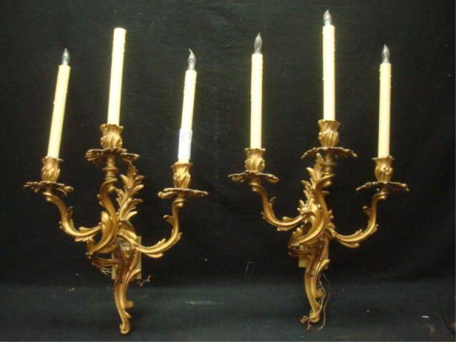 Appraisal: Pair of Bronze Arm Sconces from a N Bergen NJ