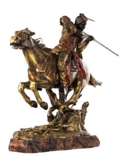 Appraisal: AFTER CARL KAUBA AUSTRIAN - On the Warpath bronze with