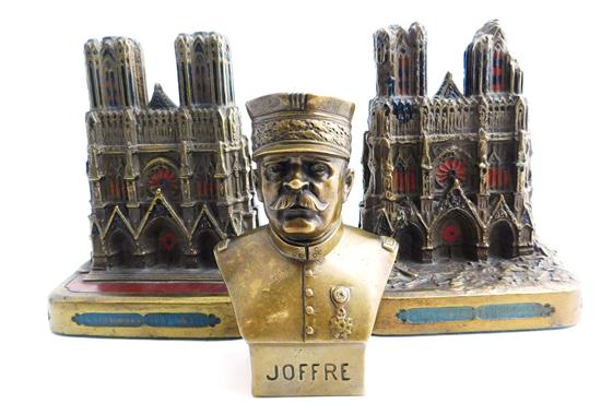 Appraisal: Three bookends relating to World War I - first a