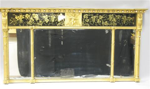 Appraisal: CLASSICAL STYLE EGLOMISE OVERMANTLE MIRROR late th century of rectangular