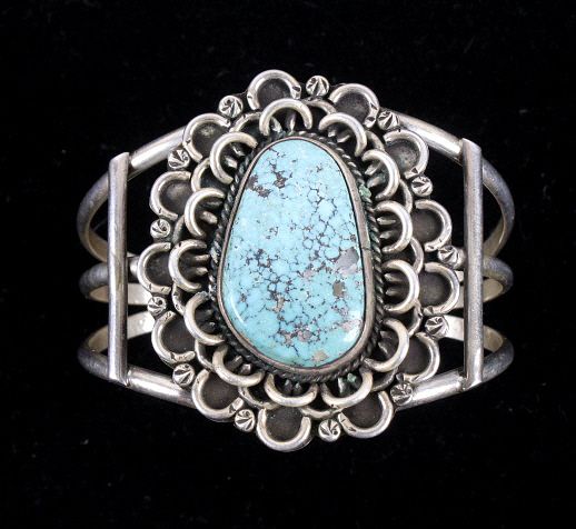 Appraisal: Navajo Sterling Kingman Turquoise Bracelet Included in this lot is