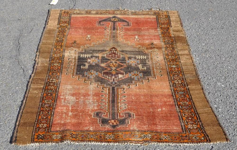 Appraisal: Caucasian Rug Caucasian rug long wide Condition wear losses All