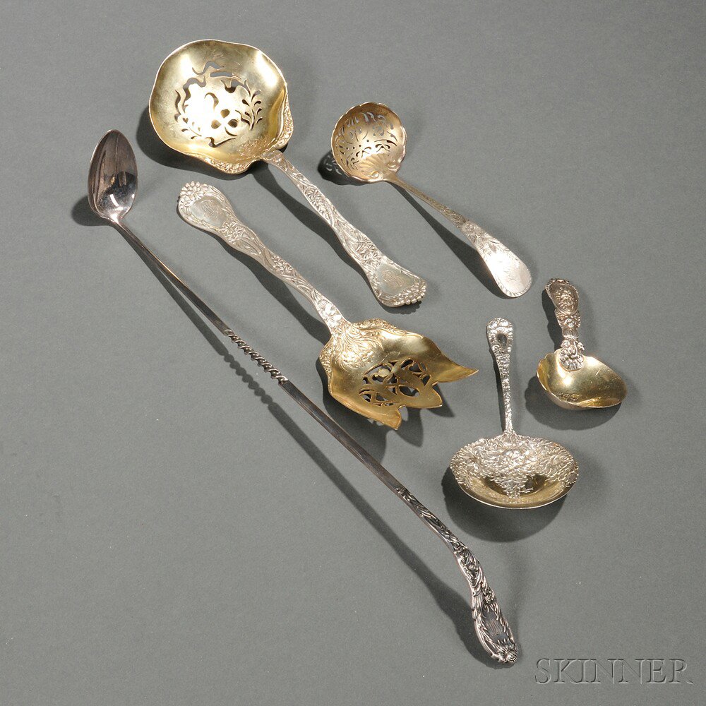 Appraisal: Six Pieces of American Sterling Silver Flatware four Gorham monogrammed