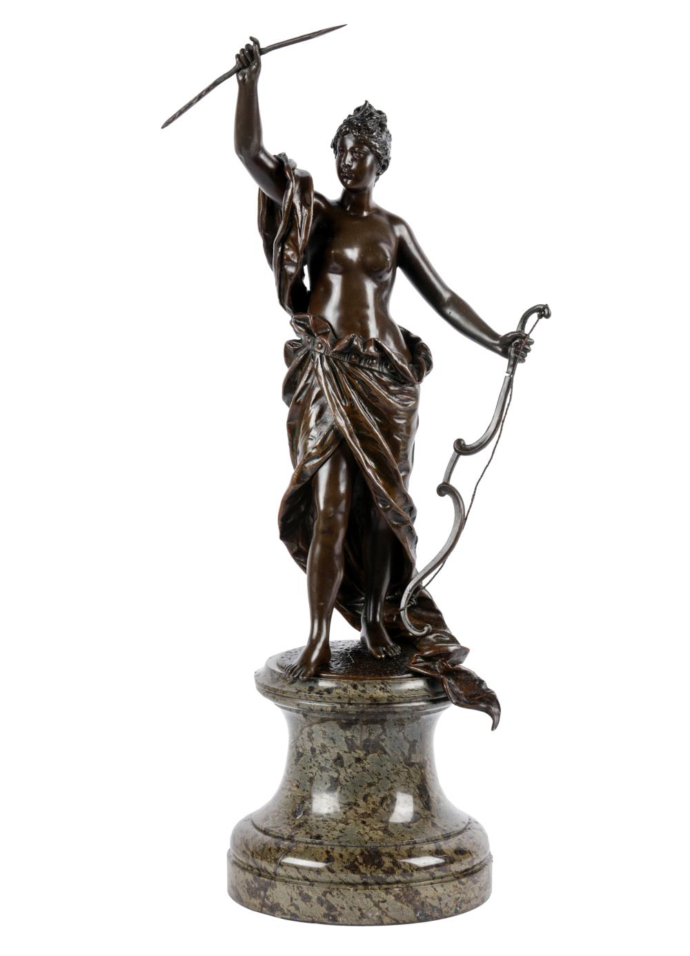 Appraisal: EUGEN BORMEL - DIANA THE HUNTRESSbronze with brown patination mounted