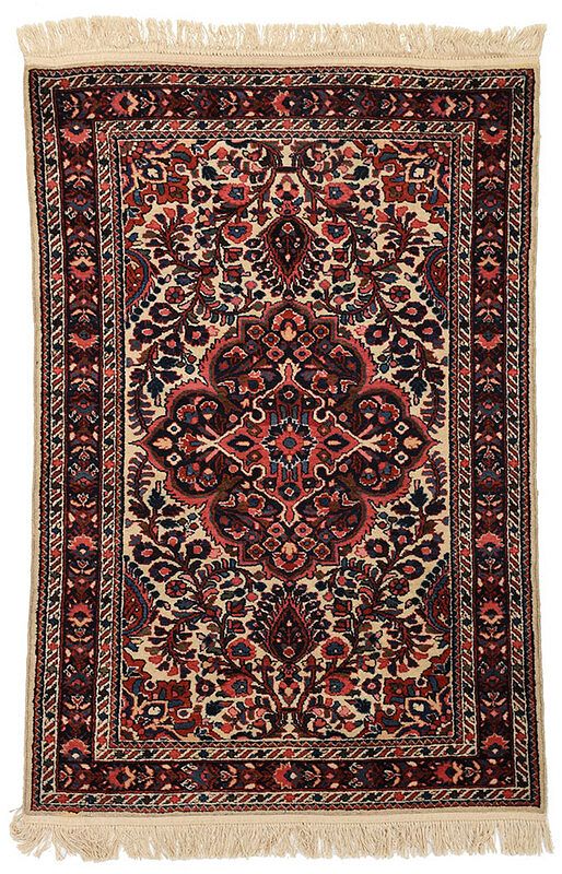 Appraisal: Hamadan Rug Persian mid th century white field floral medallion