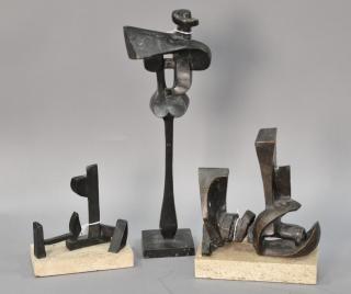 Appraisal: Peter Chinni B three abstract bronze sculptures each with brown