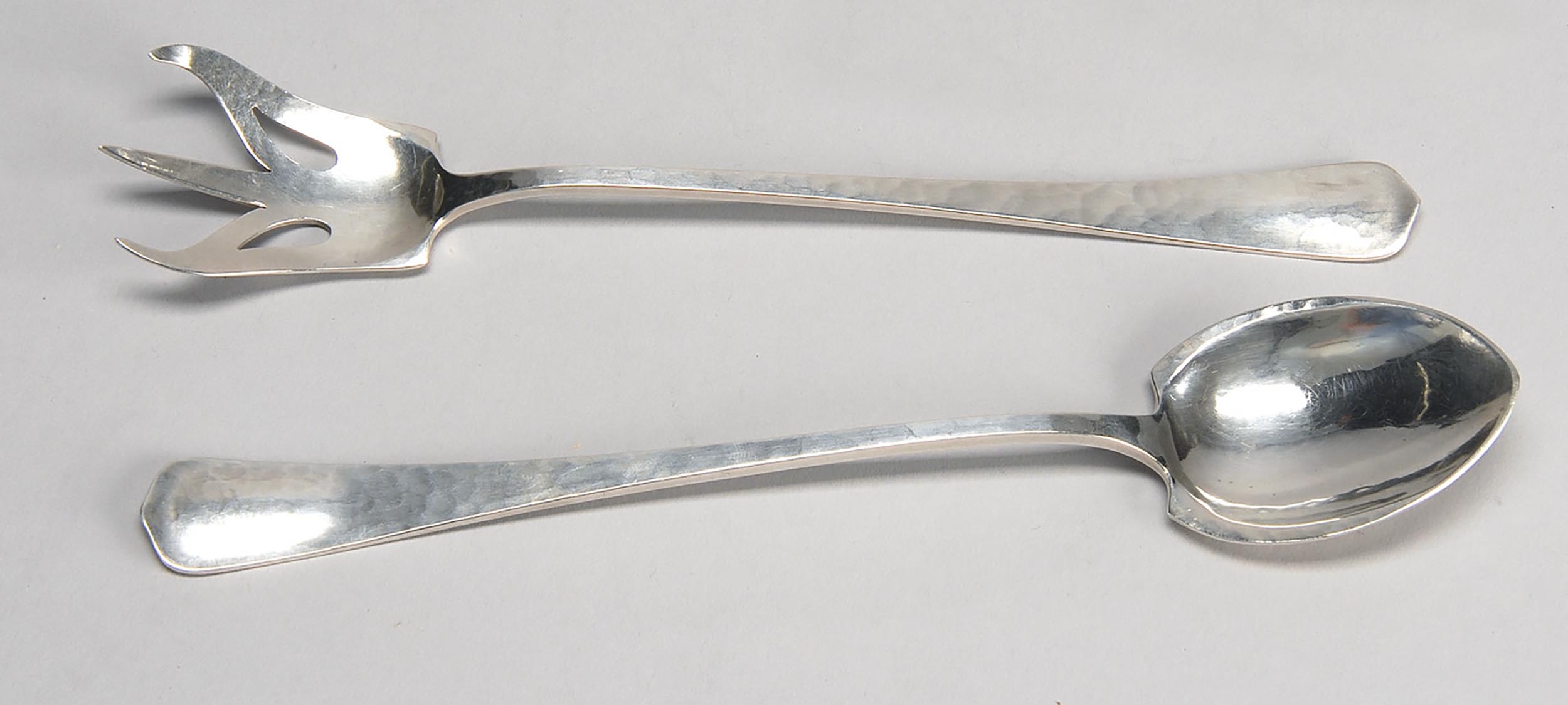 Appraisal: LEBOLT STERLING SILVER TWO-PIECE SALAD SET In hand-hammered design Approx