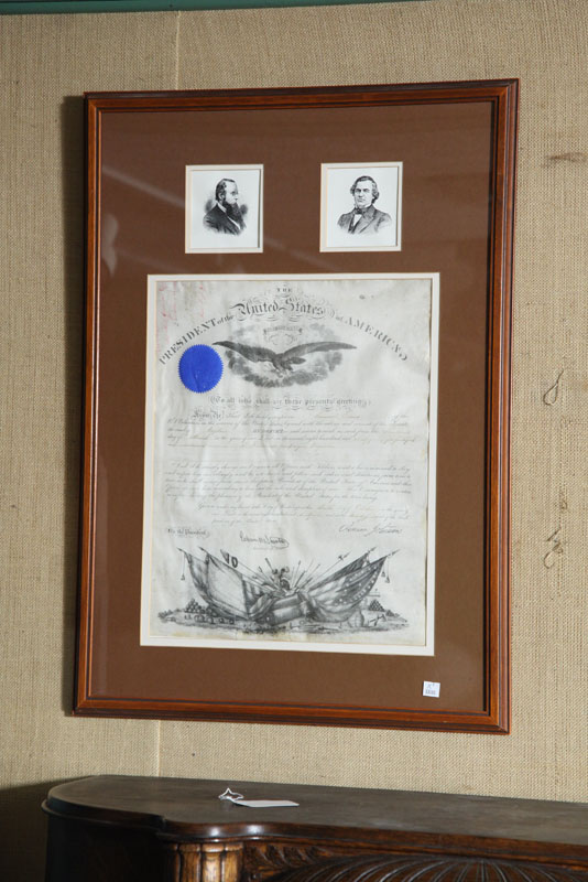 Appraisal: MILITARY COMMISSION WITH ANDREW JOHNSON'S SIGNATURE Dated March th and