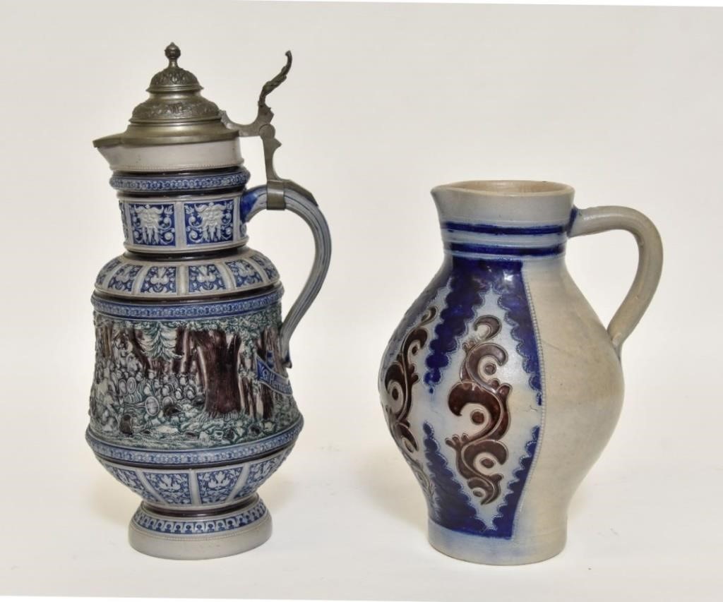 Appraisal: Westerwald stoneware stein marked together with a Merkelbach pitcher litres