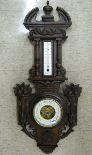 Appraisal: LOUIS XVI STYLE WALL BAROMETER THERMOMETER French c The carved