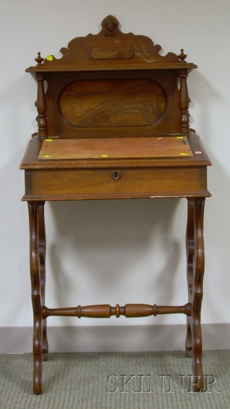 Appraisal: Victorian Renaissance Revival Walnut Lift-top Lady's Writing Desk