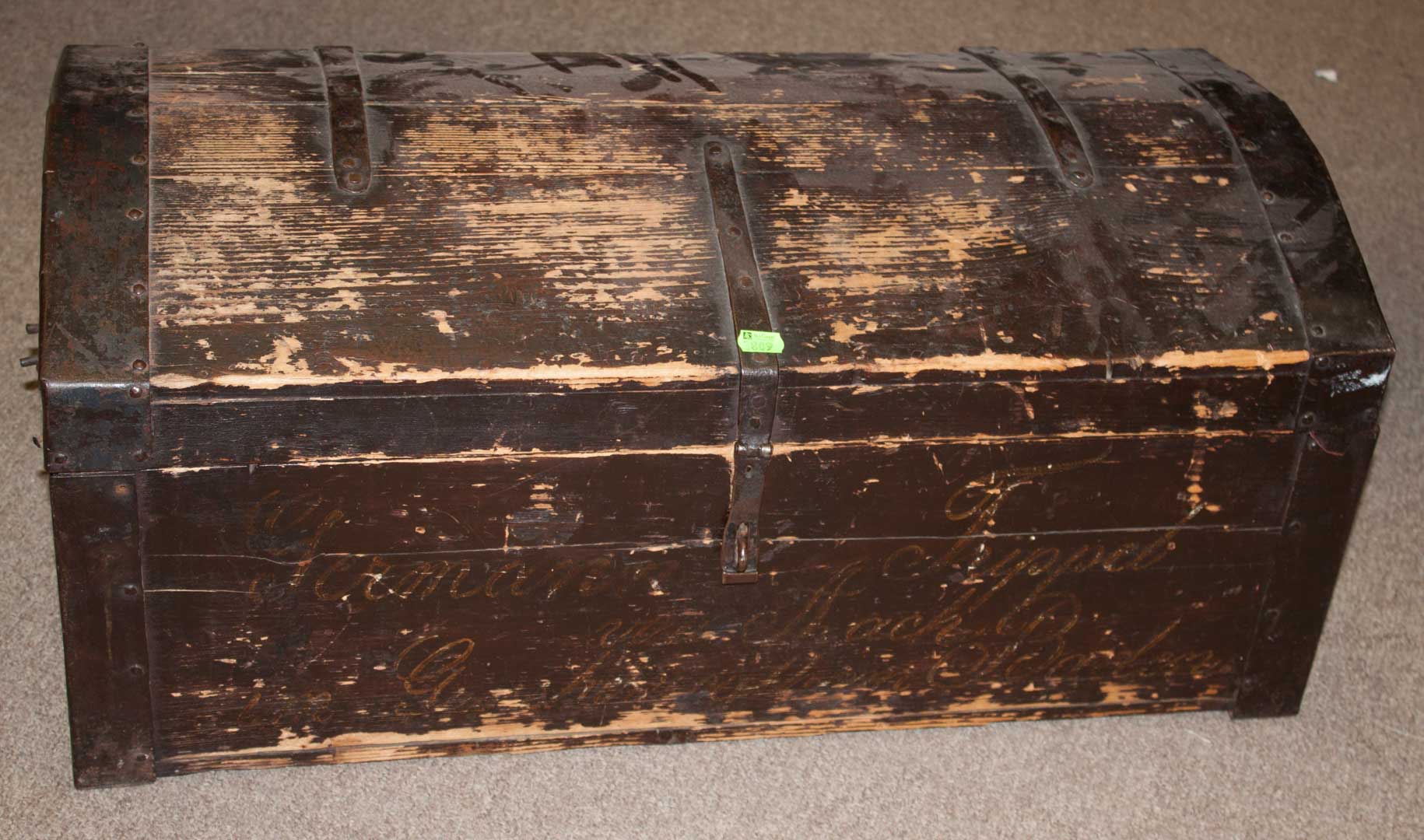 Appraisal: Antique wood trunk