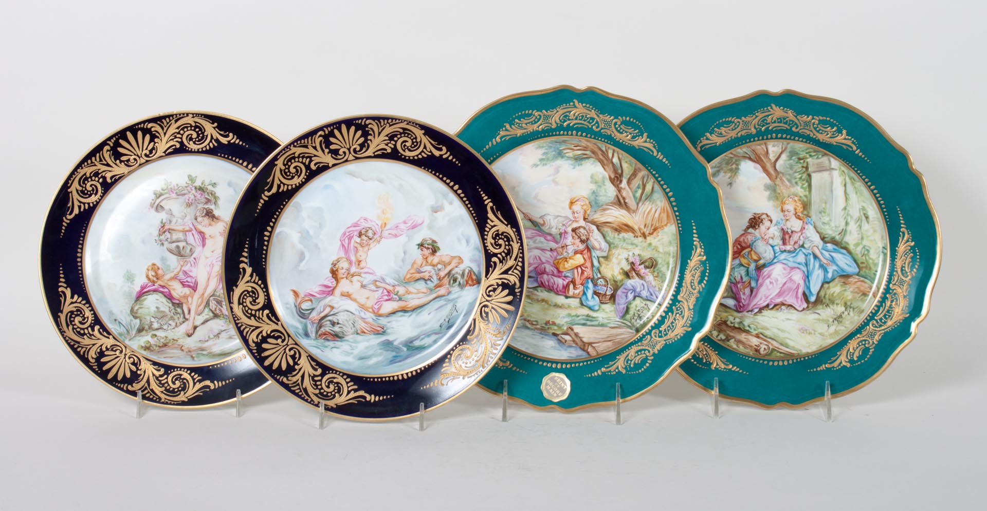 Appraisal: Two pairs of Limoges porcelain cabinet plates first pair with