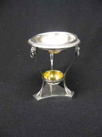 Appraisal: Sterling Silver Master Salt Cellar lion's headand ring handle decor