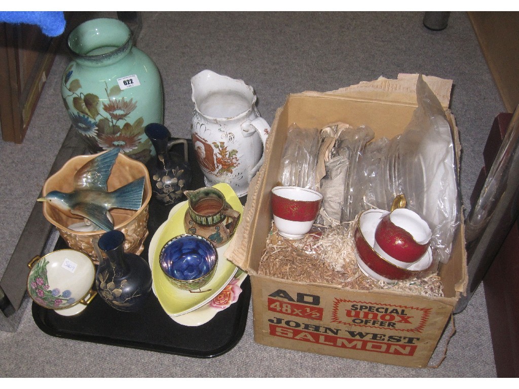 Appraisal: Lot comprising a tray of assorted ceramics and a box