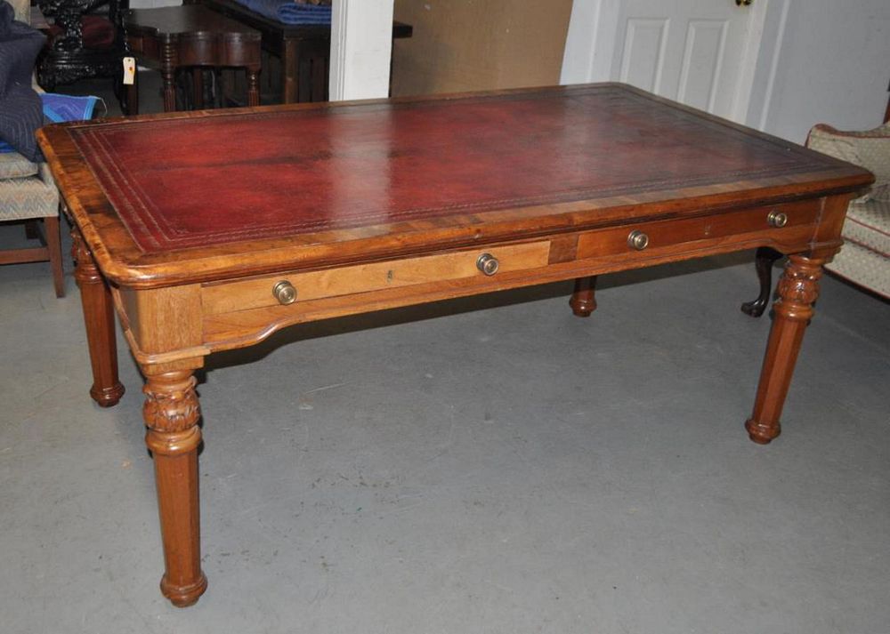 Appraisal: William IV Mahogany Leather Top Writing Table molded frame and