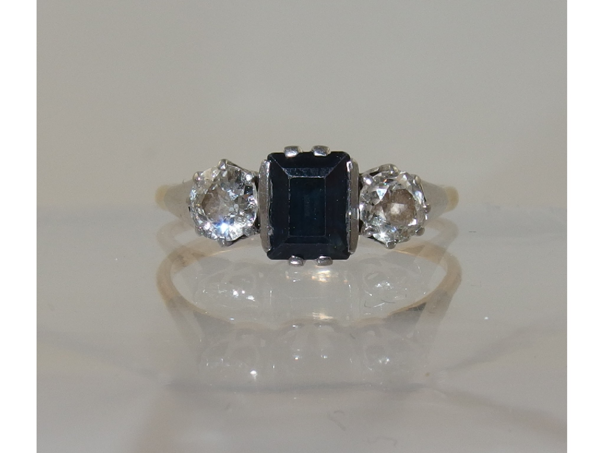 Appraisal: A sapphire and diamond three stone ring diamonds approx cts