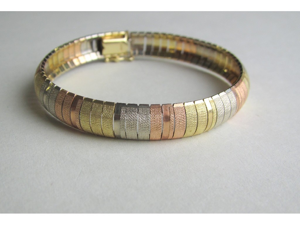 Appraisal: Nine carat tri colour gold bracelet Approximately gms