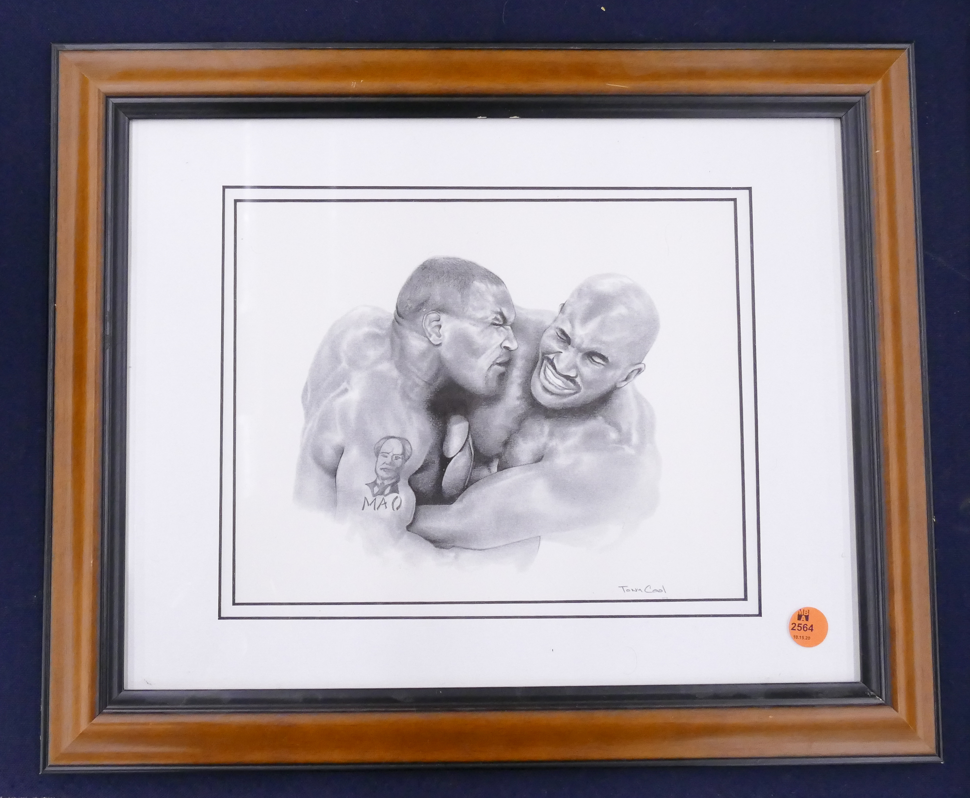 Appraisal: Tony Cool Framed Mike Tyson Boxing Print- x ''