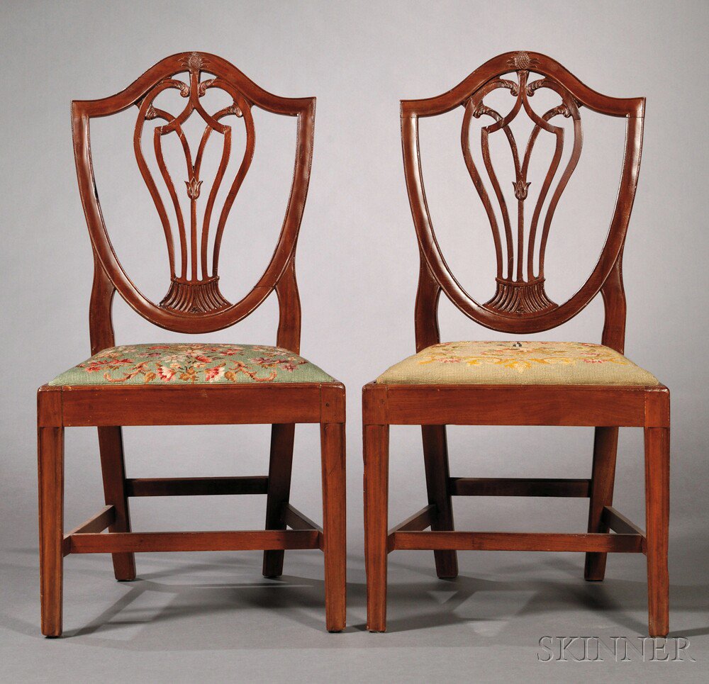 Appraisal: Pair of Federal Mahogany Shield-back Side Chairs Philadelphia Pennsylvania c