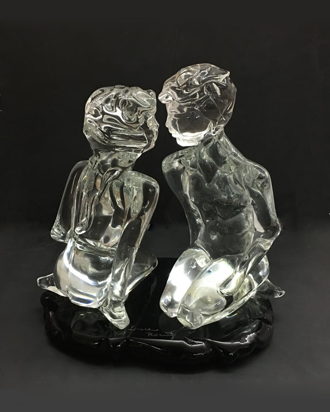 Appraisal: LOREDANO ROSIN MURANO GLASS SCULPTURE OF LOVERS '' H x