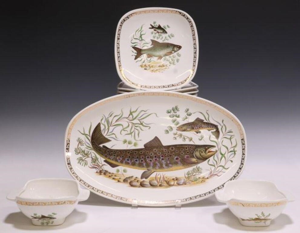 Appraisal: lot of French porcelain fish service Longchamps with parcel gilt